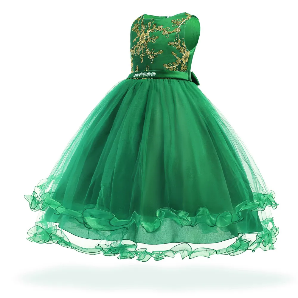 

3-15 year Kids Girls Wedding Flower Girl Dress Princess Pageant Formal Toddler Bridesmaid Elegant Dress Vestido Tulle long dress