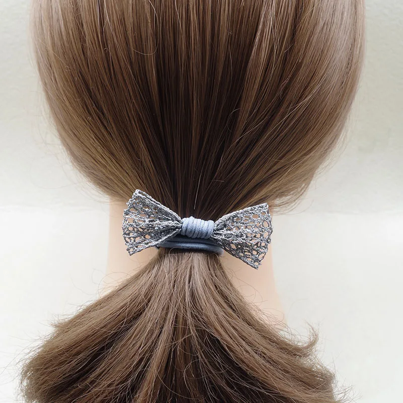 

Current Cute Hollow Ribbon Bow Hair Ties Elastic Hair Bands Sweet Hair Ropes For Girls Ponytail Holder Tie Hair Accessories