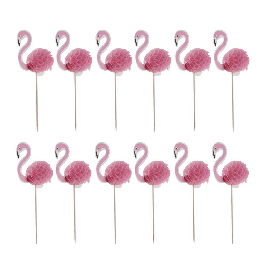 MagiDeal 24pcs Hawaiian Flamingo Pineapple Cupcake Picks Cake Toppers Baby Shower Kids Birthday Cocktail Party Decor