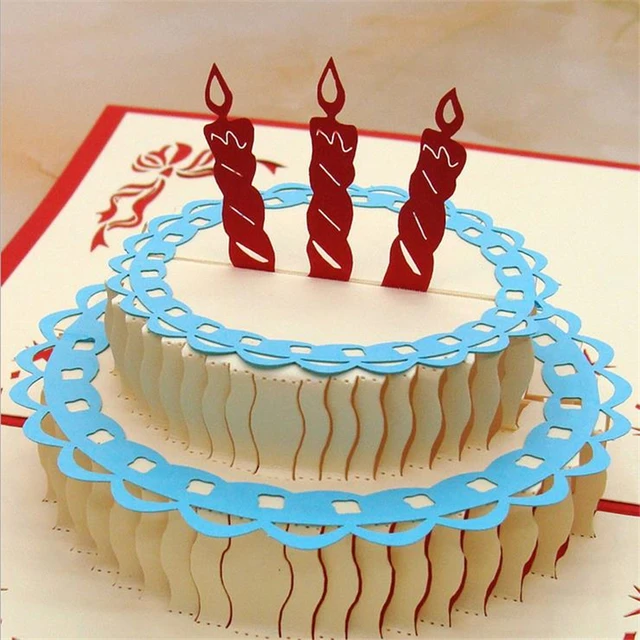 Doreenbeads Creative 3d Birthday Cake Cards Gifts Happy Birthday