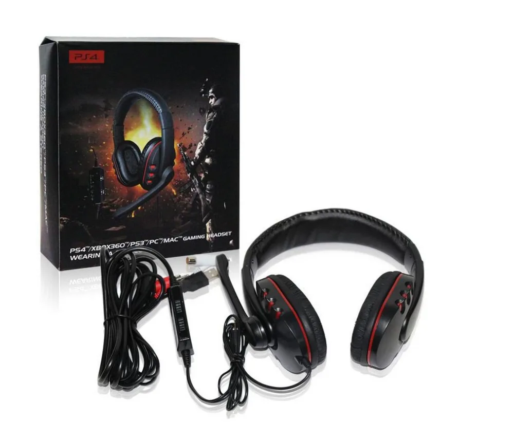 

Luxury 5 in 1 Gaming Headset 3.5mm Headphone with Microphone LED Light for PlayStation 4 PS4 Tablet PC