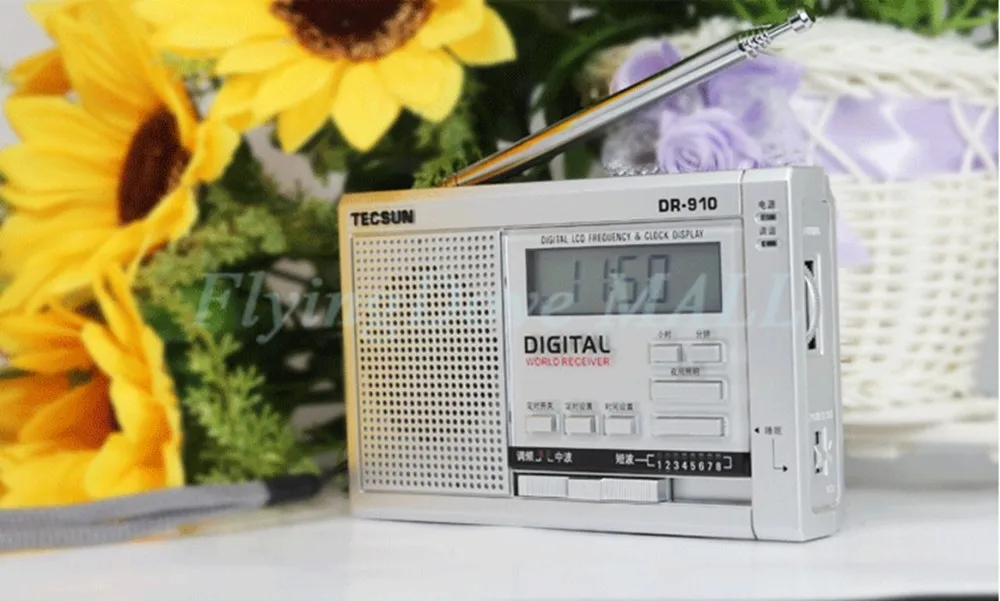 TECSUN DR-910 FM-MW-SW радио мир приемник портативные электронные мини-часы радио со встроенным динамиком