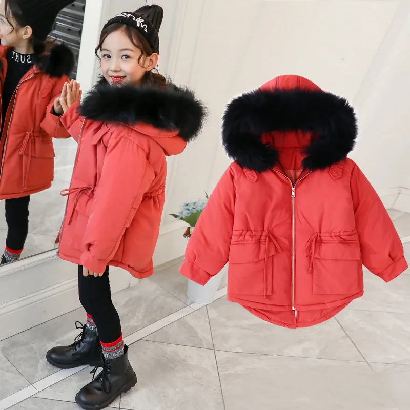 

Kids Girls Warm Coat for Winter Size 3 4 6 8 10 to 12 Years Long Sleeve Green Red Hooded Cotton-padded Jacket Kids Clothes 5R28A