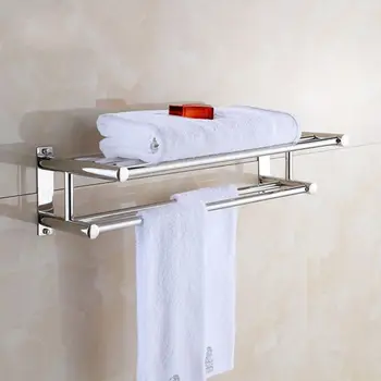 

Stainless Steel Towel Rack Holder Luxury Solid Polished Chrome Towel Rack Home Hotel Wall Shelf Hardware Accessory