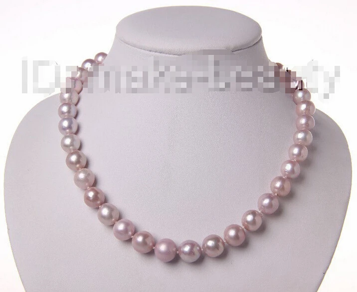 

Free shipping >>>>>>AAA big 12mm round lavender Edison keshi reborn freshwater pearl necklace h2109