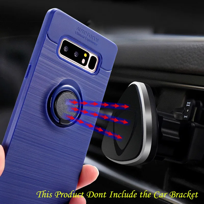 

Luxury Brush Case For iPhone X XR XS Max 6 6S 7 8 Plus Car Magnet Holder Ring Soft Cover For Samsung Note 9 8 S9 Plus A6 A8 2018
