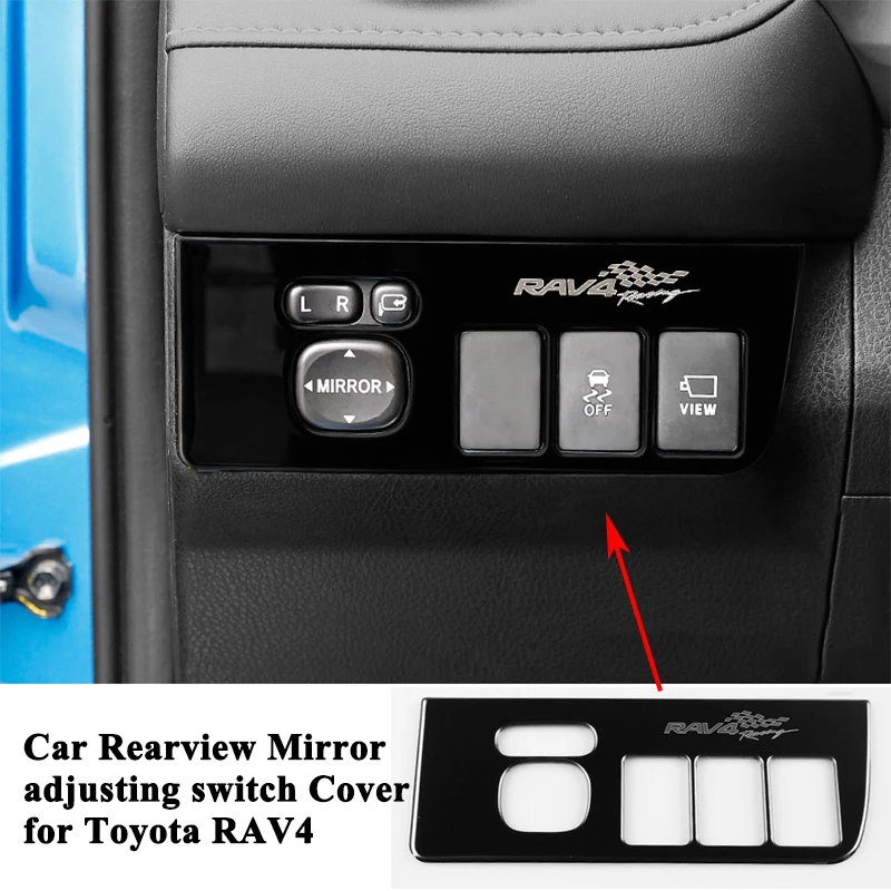 

1pc Car Rearview Mirror Adjusting Switch Cover Logo Decoration Trim Sticker Sequin Styling Accessories for Toyota RAV4 2014-2019