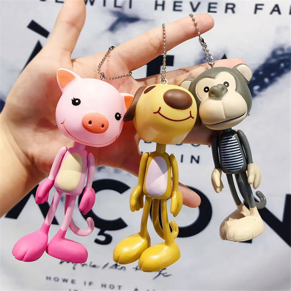 

Korea Style Keychain Q Version Animal Dolls Key Protector for Kids Toy Long-legged Frog Monkey Women Bag Accessories SP2485