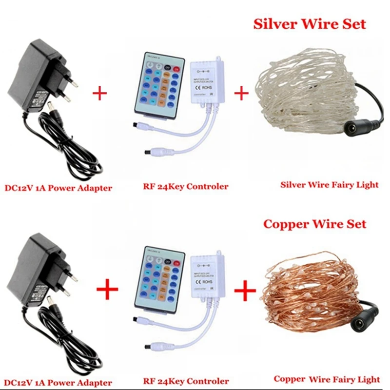 Waterproof Remote DC12V LED Silver Copper Wire String Light For christmas wedding Holiday Bedroom Xmas Indoor Outdoor decoration