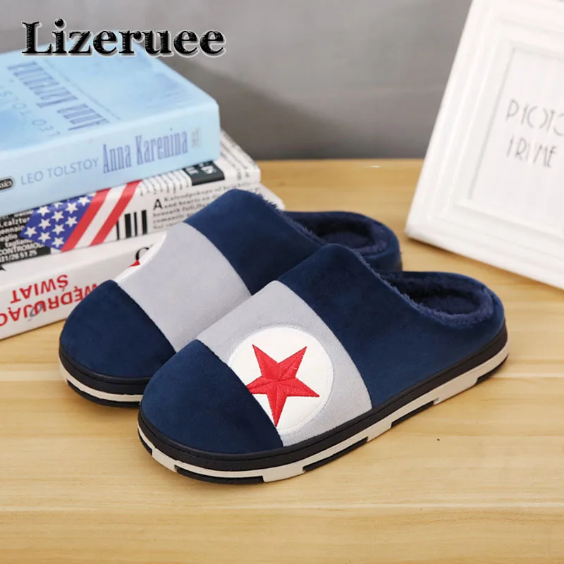 

Gentlemen plush slippers plus size 39-44 men's indoor home slippers winter warm shoes adult solid mixed color male slippersKS231