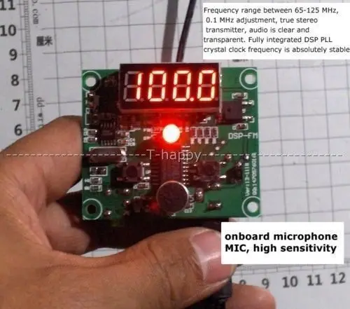 Цифровой светодиодный модуль FM радиопередатчика DSP Technology F беспроводной звуковой