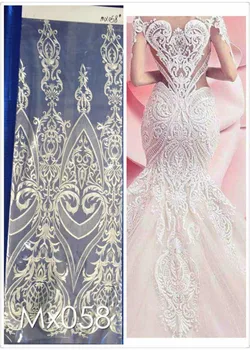 

S-5165 white flower french embroidery tulle mesh lace for wedding/evening dress/party,ship all over the world