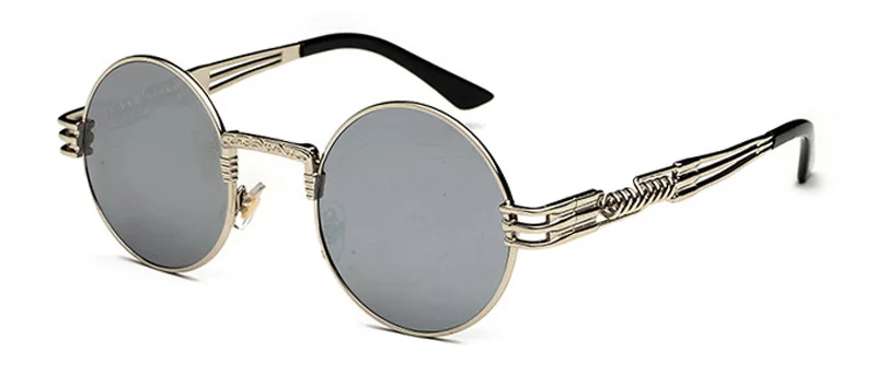 Винтажные очки shauna, женские солнцезащитные очки в стиле стимпанк, Ретро стиль, мужские круглые солнцезащитные очки в металлической оправе с зеркальным покрытием - Цвет линз: Silver Silver Mirror