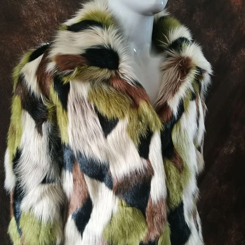 Новинка, модное мужское пальто из искусственного меха, камуфляжная теплая куртка с кроличьим мехом, Мужская зимняя кожаная куртка с отворотом, ветровка