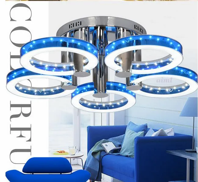 

Lucky Ring 18 W LED Ceiling Lights Acrylic with 5 lights (Chrome Finish) Blue Size:73*73*20cm