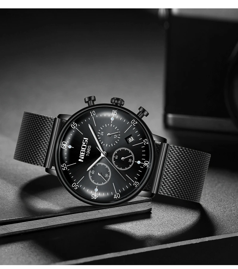 Uhren Herren Luxusmarke NIBOSI Watch Men Luxury Brand Famous Dress Analog Quartz Watch Mesh Steel Man Clock Waterproof  (16)