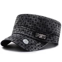 Мужская и женская хлопковая военная шапка в горошек, логотип из металлических букв, изогнутый козырек, регулируемая спортивная кепи в стиле ретро