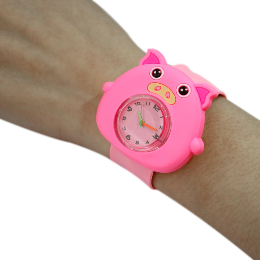 

Digital Slap Watch Cute Pig Slap Wrist Watch for Kids Children Wristwatch Pink 88 TT@88