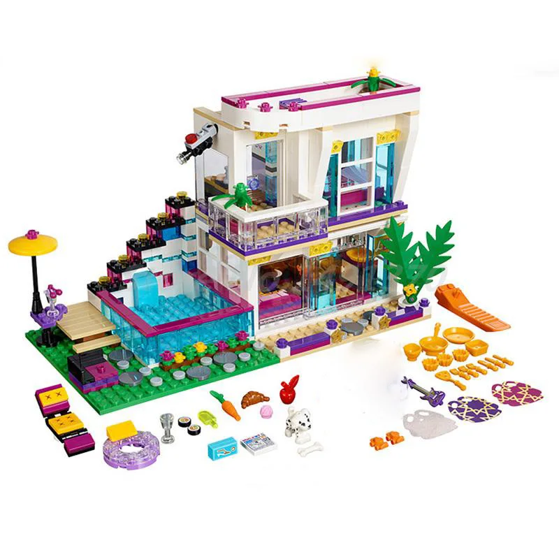 

BELA 10498 Building Block Sets Friends Livi's Pop Star House 41135 Model Emma Mia Figure Educational Toy For Children Gifts
