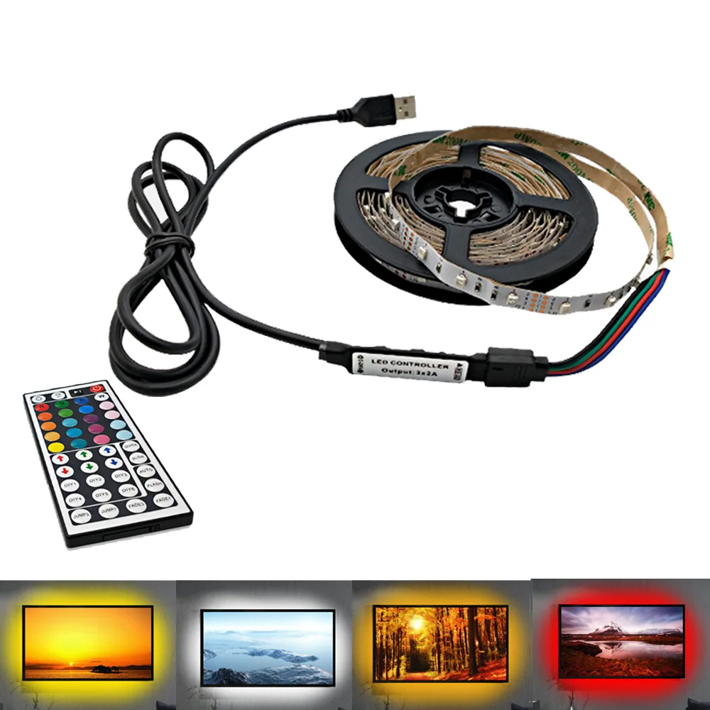 USB Светодиодная лента 2835 SMD DC5V гибкий светодиодный светильник 1 м 2 3 4 5 М HD ТВ