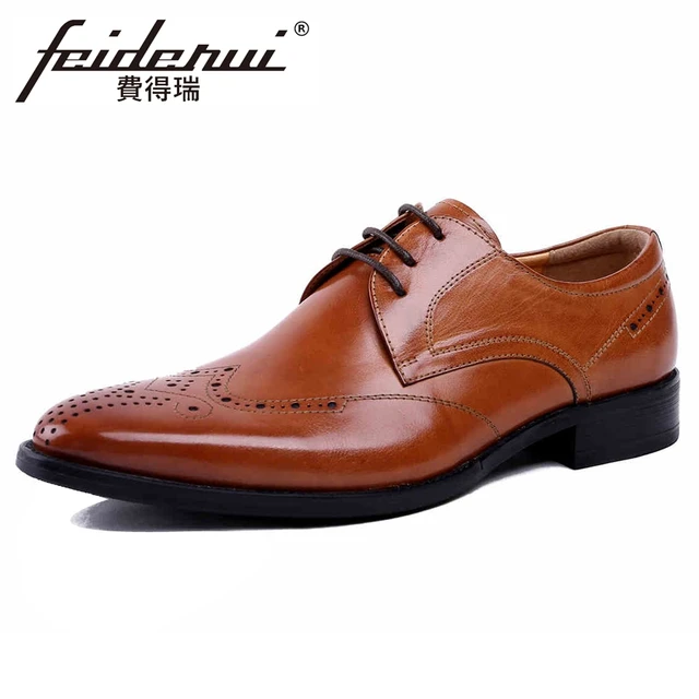 Luxury Genuine Leather Men's Carved Oxfords Round Toe Derby Breathable