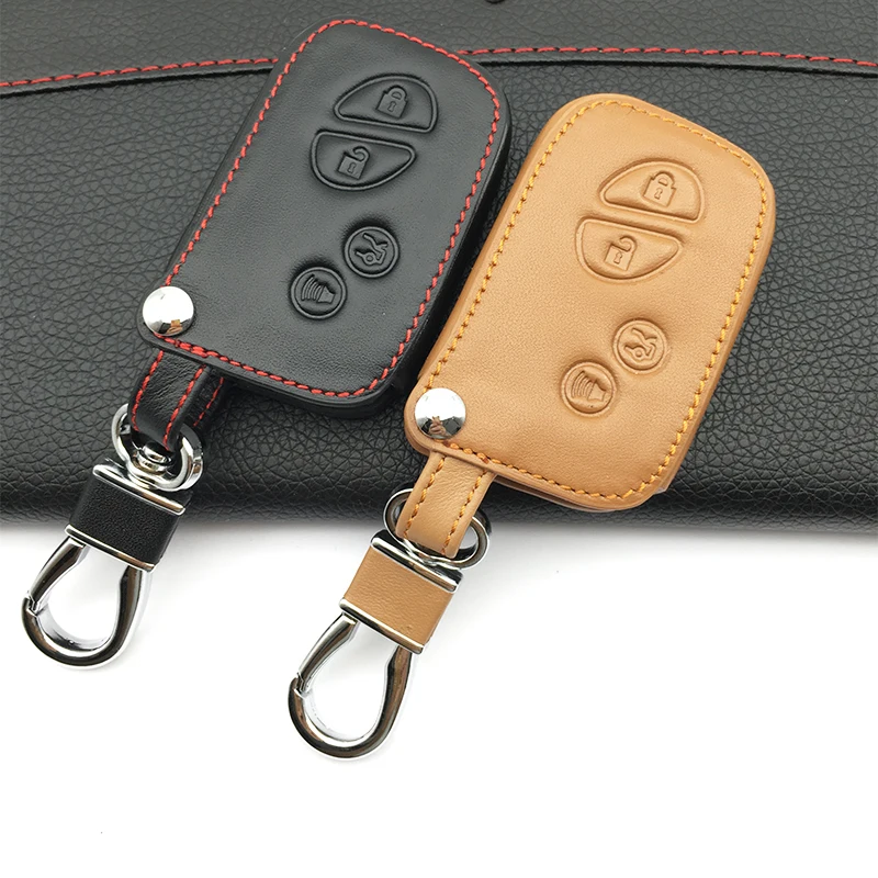 

Special offer Genuine Leather Key Case car key cover for Toyota for Lexus 4 button remote control protect shell Auto Accessories