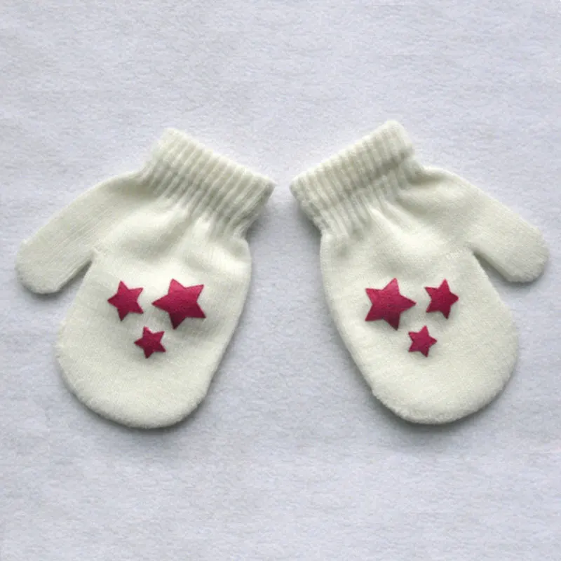 Милые детские перчатки в горошек со звездами и сердечками, От 3 до 6 лет, новинка года, популярные зимние варежки, мягкие вязаные теплые перчатки для мальчиков и девочек, модные