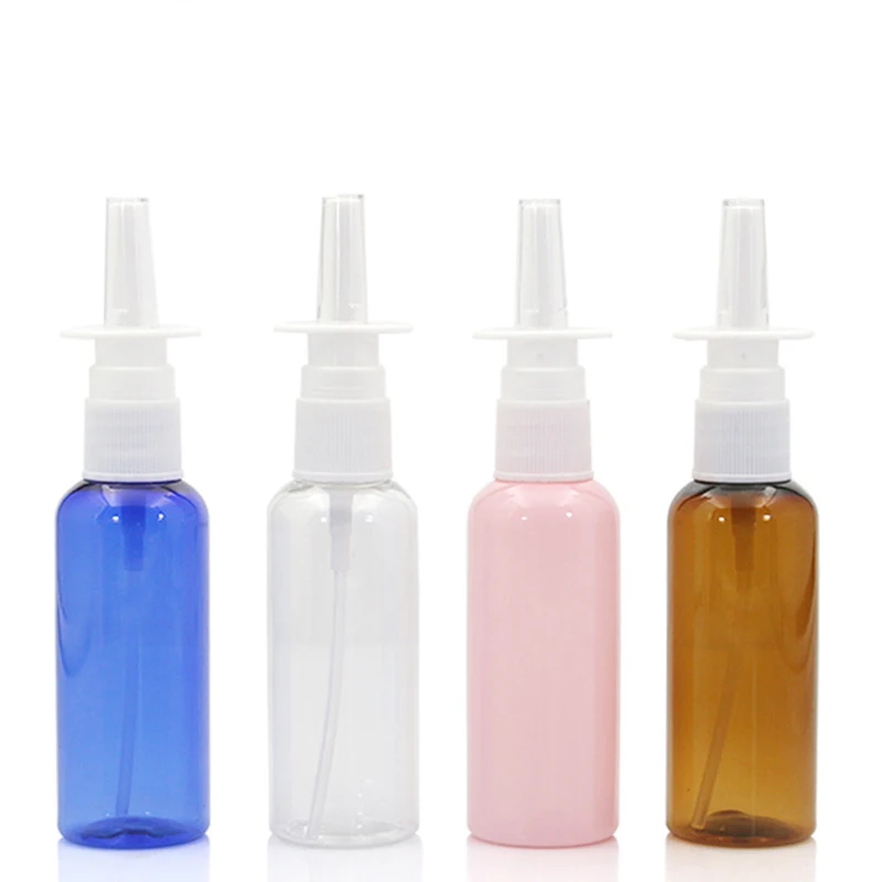 50pcs/lot 50ml colorful nasal spray PET straight spray bottle plastic bottle makeup liquid dispensing tool stand sprays PJ54-50 спрей фиксатор макияжа relouis pro makeup fixing spray 3 в1