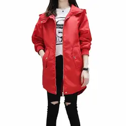 Новый плащ большого размера, пальто для женщин, весенне-осенняя верхняя одежда для девочек, корейский Harajuku BF, ветровка с капюшоном и