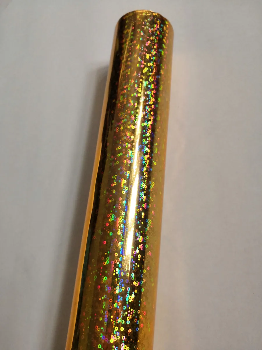 Holographic foil hot stamping gold color small circle pattern A06 press on paper or plastic 64cm x120m | Канцтовары для офиса и