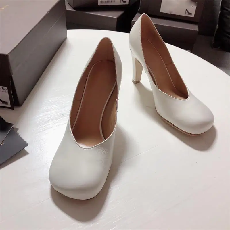 Scarpe Donna Women Shoes Pumps Retro Mules Spring New Design Square Toe Solid High Heels Shoes Women Shallow Ladies Shoes