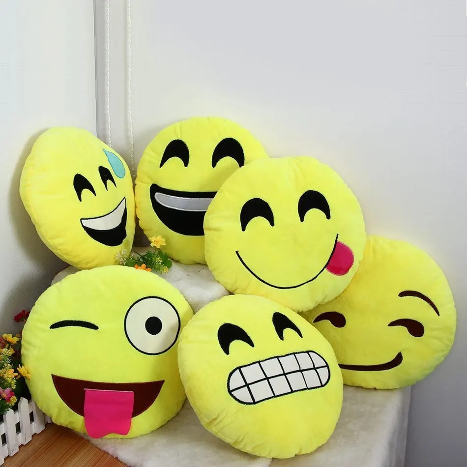 33cm Emoji Pillow Smiley Emotion Round Throw Pillow Stuffed Plush Soft Toy QQ Facial Emotions ...
