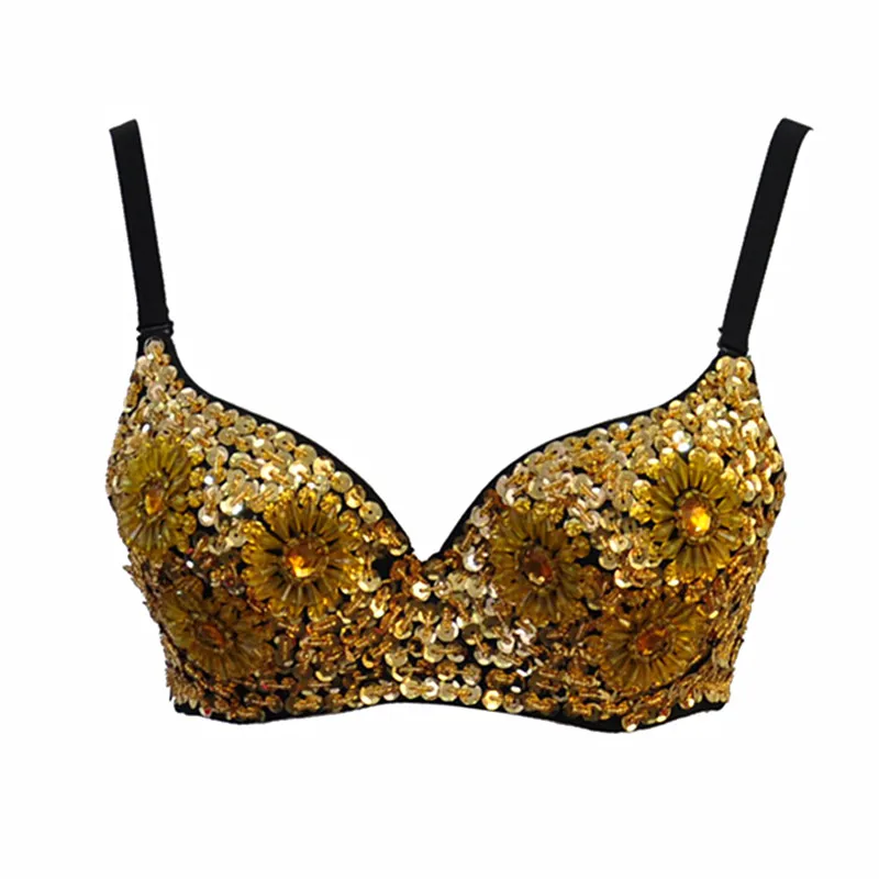 

Summer Style Luxury Studded Floral Resin Beading and Sequin Bra Underwear Women Punk Rock Bras Bralet Sexy Clubwear Brassiere