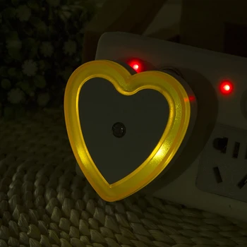 

4 Colors LED Light Induction Sensor Control Bedroom Night Lights Bed Lamp Heart Shape 110-220V EU Plug