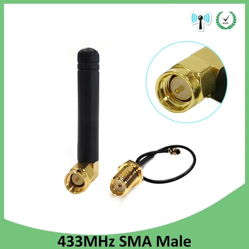 

20pcs 433MHz Antenna 3dbi SMA Male Connector 433 MHz Directional Antena Small Size Waterproof Antenne +21cm RP-SMA Pigtail Cable