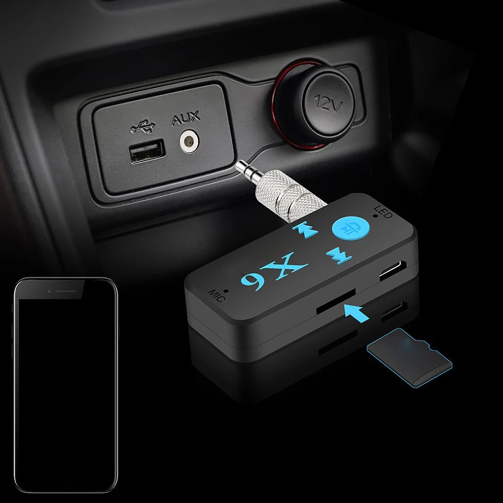 

X6 Auto Car Bluetooth Aux Adapter Support TF Card A2DP Audio Stereo Bluetooth Hands Free Music Receiver
