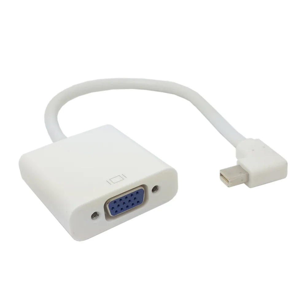 

90 Degree Right Angled Mini DisplayPort Male to VGA RGB Monitor Projector Adapter Cable White Color