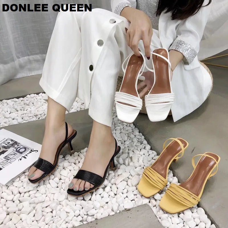 

2019 Summer New Fashion Women Brand Sandals Sexy Thin Heel Shoes Women Back Strap Narrow Band sandalias mujer Party Dress Shoes