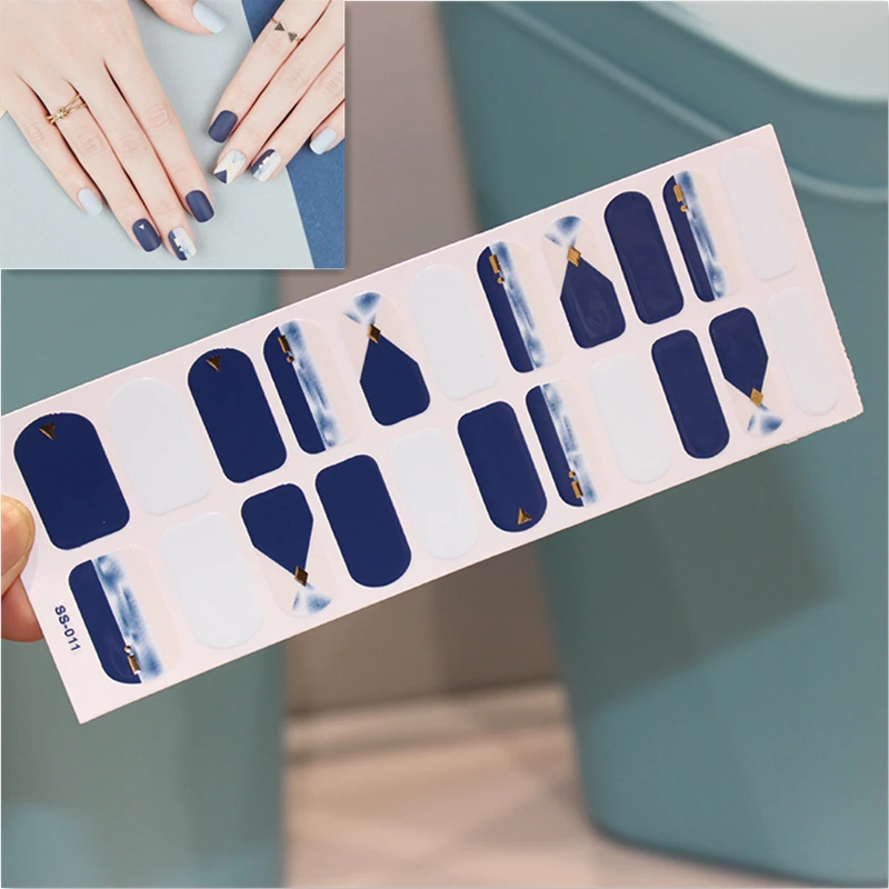 

22Tips/Sheet Shinning Effect Pre Designed Nail Art Stickers Waterproof Non-toxic Sticker Finger Tablets Accessories Manicure
