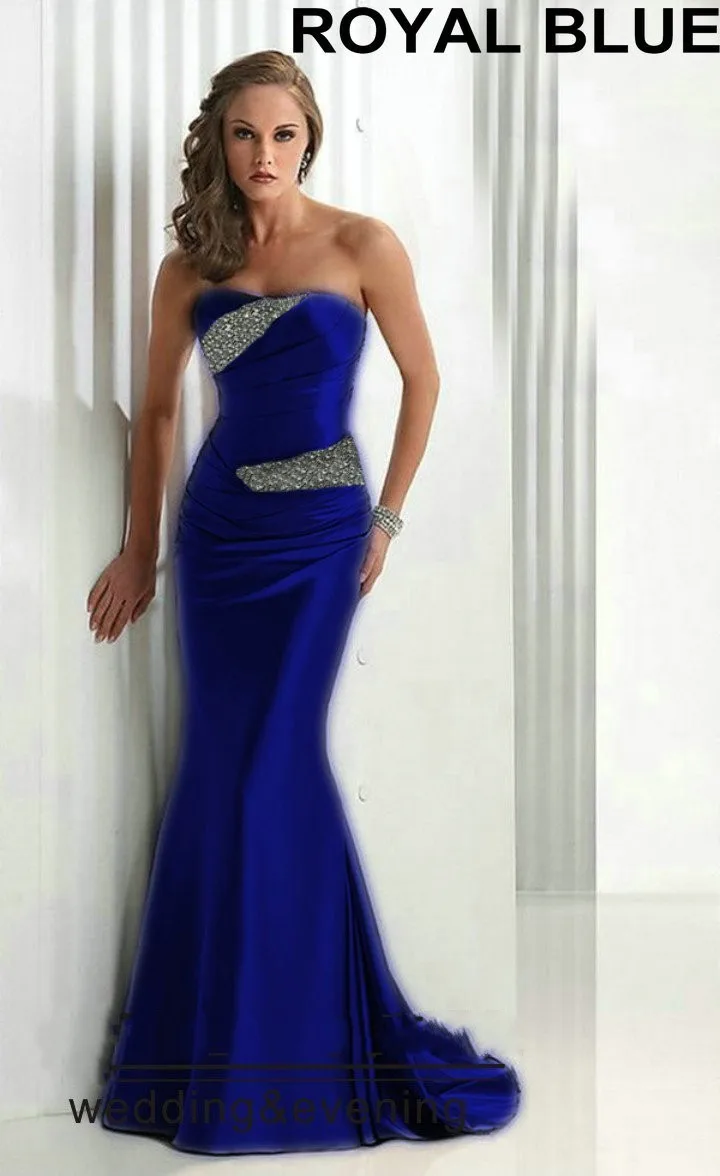 Free Shipping Cheap Long Bridesmaid Dresses Silver Gray Royal Blue