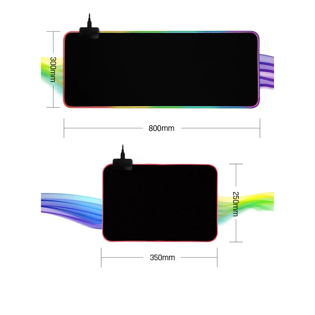 Коврик для мыши 7 LED RGB Light 14 режим освещения светящийся коврик Нескользящая
