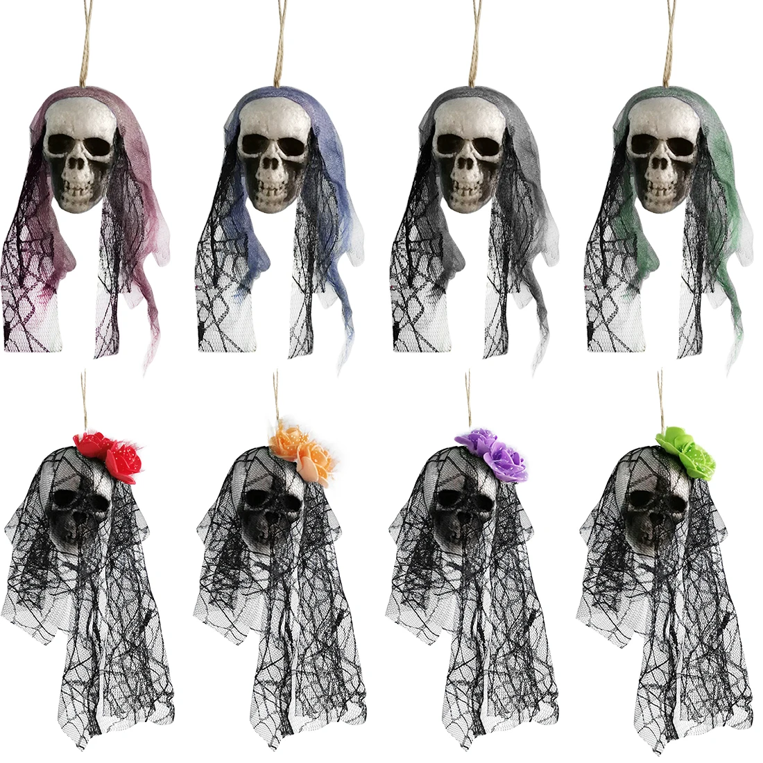 1Pc Halloween Home Horror Decorations Festival Party Supplies Creepy Artificial Skull Bride Clothes Decor Bone Head Hanging | Дом и сад