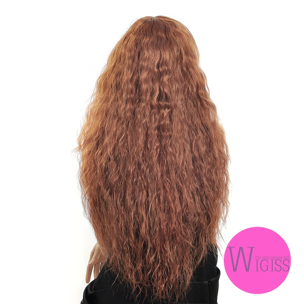 Long Kanekalon Wig Reddish Brown More Thicker Long Kinky Curly Wavy