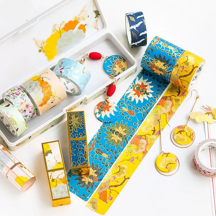 

The Imperial Palace Theme Golden Printed Design Masking Tape 15mm/20mm/25mm/40mm*5M DIY Journal Diary Decoration Supplies 1 Roll