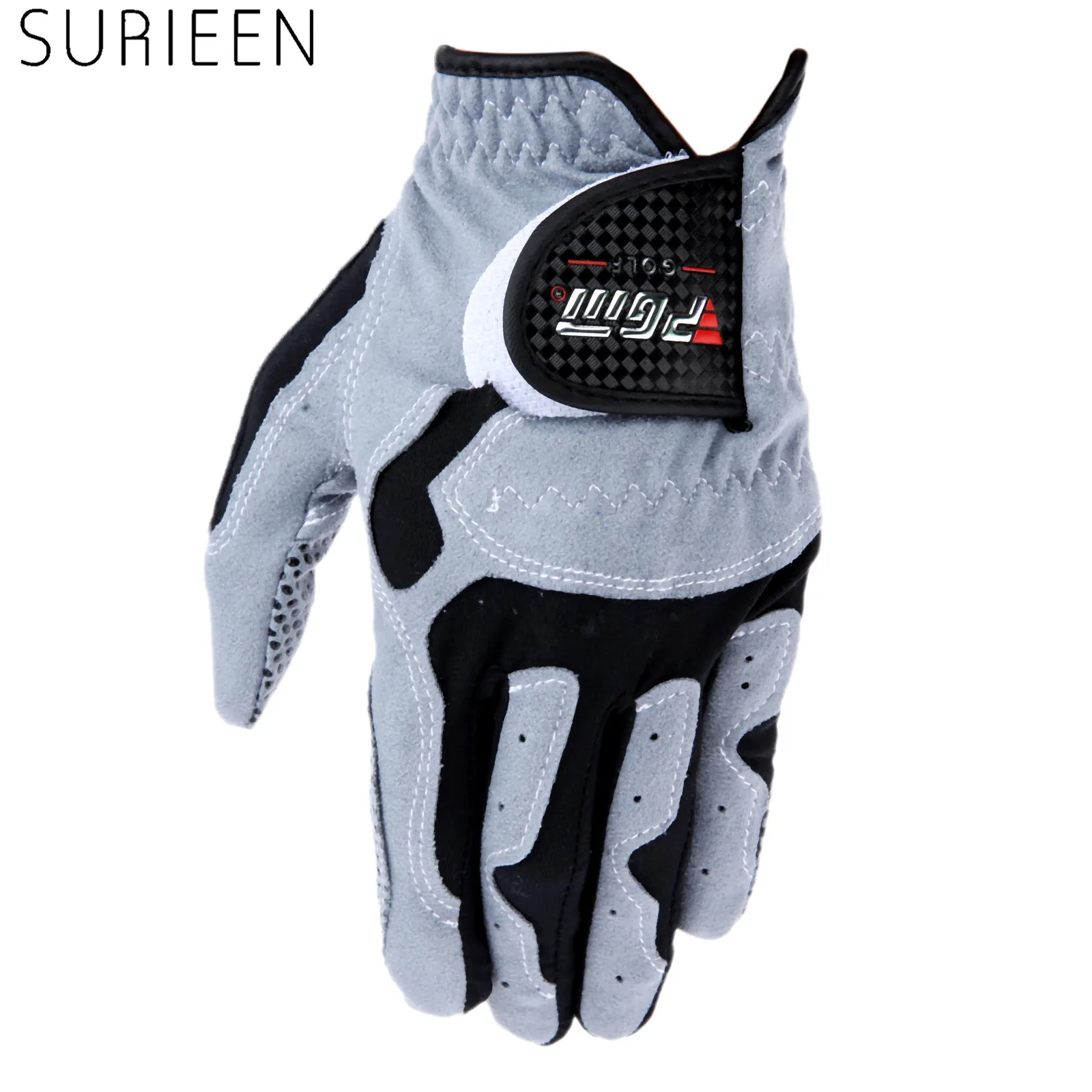 Gray -Left hand SURIEEN Новые перчатки для гольфа из микрофибры мужские мягкие дышащие противоскользящие мужские перчатки для гольфа для занятий спортом на открытом воздухе - Цвет: Gray -Left hand