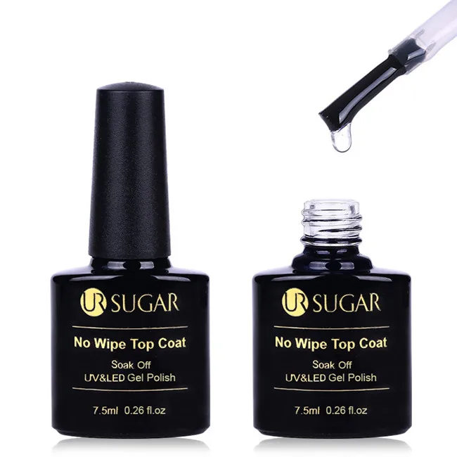 UR SUGAR Base Coat Top Coat Tempered Enhance Nail Gel Polish Matte No Wipe Top Coat Soak Off UV Gel Varnish Lacquer Manicure - Цвет: 7.5ml Top Coat