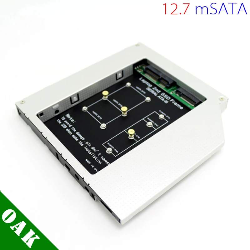 Free DHL Factory Price Aluminum 12.7mm Laptop 2nd Second SSD Caddy for