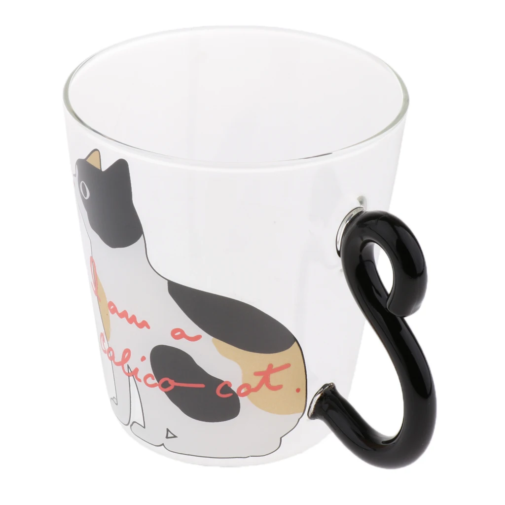 250ml Transparent Glass Cup Art Cat Pattern Mugs Double-Layer Cup for Coffee Tea Drink Juice Water, Heat Resistant