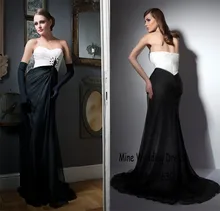 Sexy liebsten schöne perlen Geraffte meerjungfrau abendkleid Weiß Und Schwarz Abendkleid vestido longo formatura