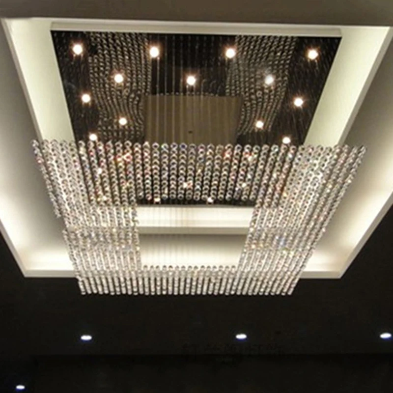 

New Big Size Square Modern LED crystal chandeliers hotel lobby string Engineering chandelier lighting AC 90-260V free shipping
